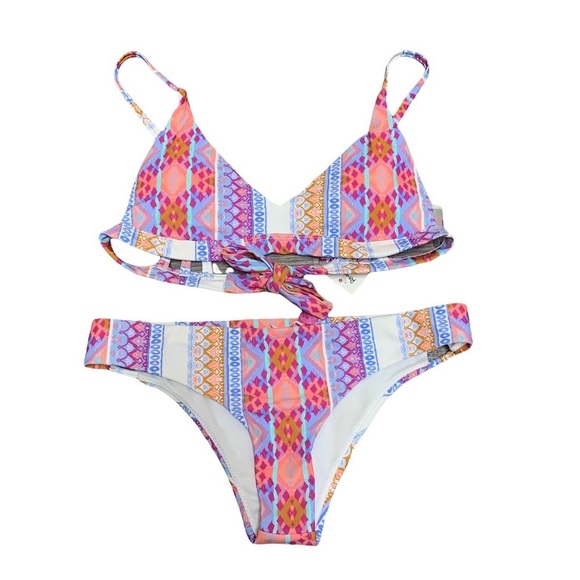 NWT Raisins Juniors Bikini Set Top and Bottom Size Small Geometric Design - Picture 1 of 7